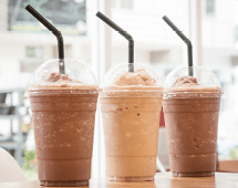 Chocolate Frappe and Frappuccino on wood table