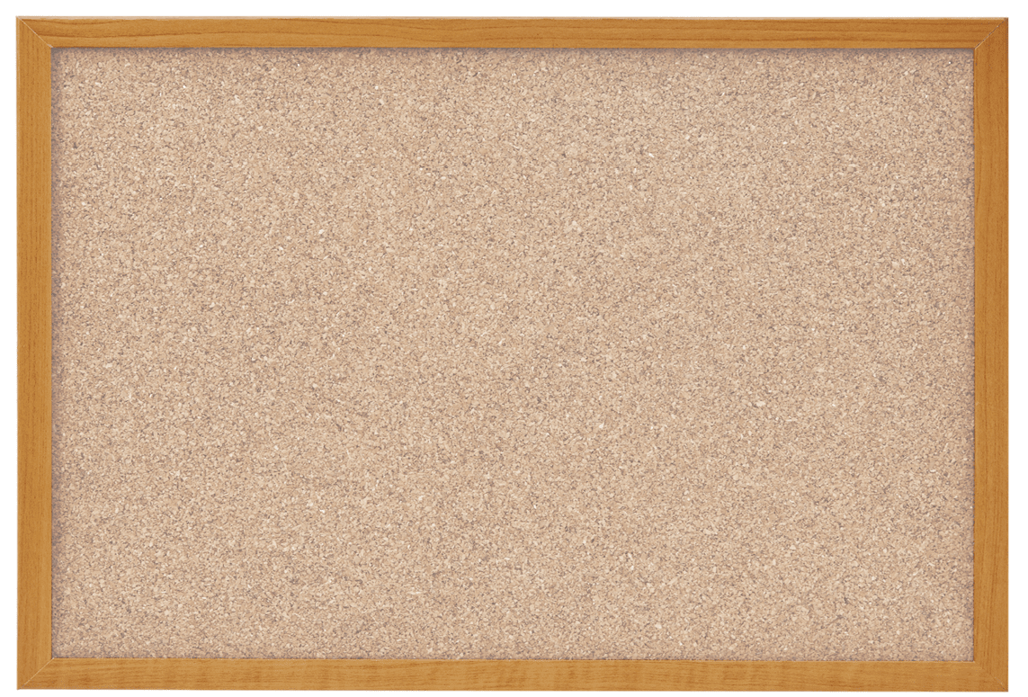 corkboard, bulletin board with a wooden frame