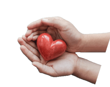 hands holding red heart on blue background, health care, love, organ donation, family insurance and CSR concept, world heart day, world health day