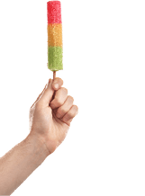 Man holding yummy ice cream on white background  Focus on hand