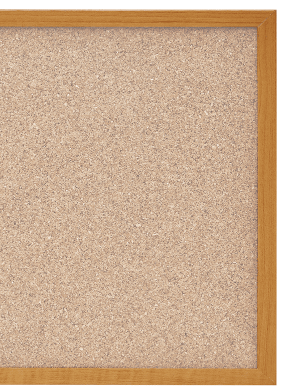 corkboard, bulletin board with a wooden frame