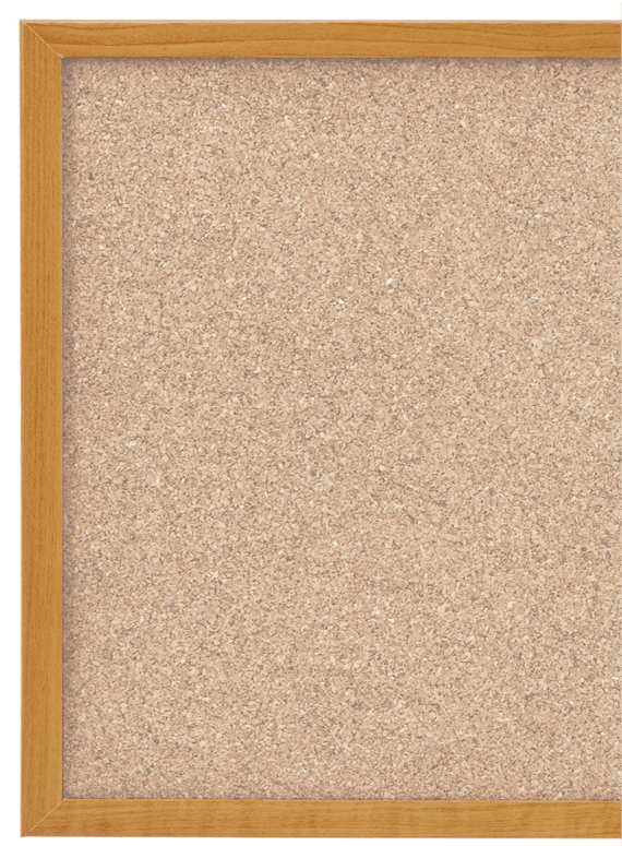 corkboard, bulletin board with a wooden frame