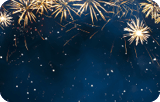 Beautiful Blue Holiday background with fireworks  Billboard or Web banner With Copy Space  Template to design Greeting card for holidays: Christmas, New year, anniversary, independence day, Birthday