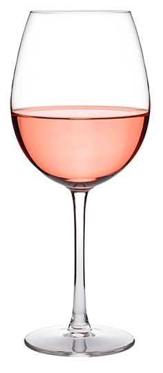 Single elegant glass of rose wine, in bowl style glass, isolated on white with a drop shadow