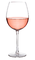 Single elegant glass of rose wine, in bowl style glass, isolated on white with a drop shadow