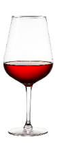 High glass with still white wine, sparkling wine and red and rose wine isolated on white background